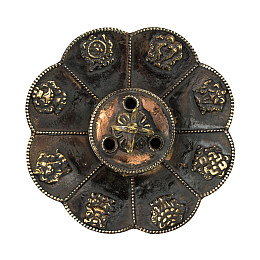 Подставка для благовоний Лотос Восемь символов счастья HandiCraft Медь Чеканка 11 х 7.5 см (26936)