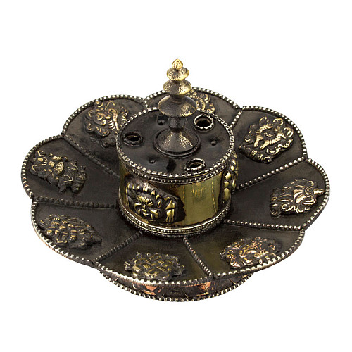 Подставка для благовоний "Восемь благоприятных символов" HandiCraft Медь Чеканка 10.5 х 7.5 см (22295)