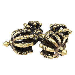 Двойной скрещенный ваджр (дордже) HandiCraft Бронза Девять спиц 11 см (25976)