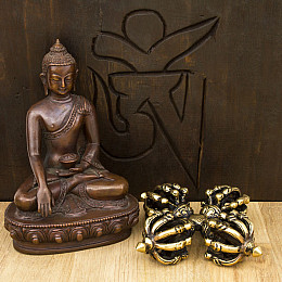 Двойной скрещенный ваджр (дордже) HandiCraft Бронза Девять спиц 11 см (25976)