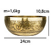 Тибетская поющая чаша Singing bowl Мантра и пламя снаружи Раковина внутри Холодная ковка 24/24/10,8 см Бронзовый (27414)