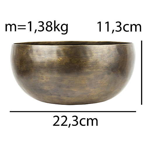 Поющая чаша Тибетская Singing bowl Ручная холодная ковка 22,3/22,3/11,3 см Бронзовый (27409)