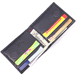 Стеганый мужской зажим с монетницей из натуральной кожи KARYA 21407 Черный