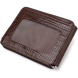 Фактурний затискач для грошей з натуральної шкіри з тисненням CANPELLINI 21940 Коричневий