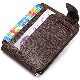 Фактурний затискач для грошей з натуральної шкіри з тисненням CANPELLINI 21940 Коричневий