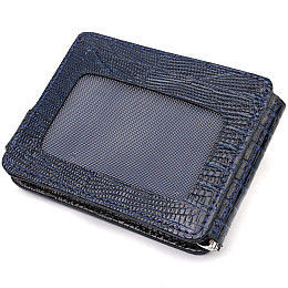 Фактурний чоловічий затискач для грошей з натуральної шкіри з тисненням CANPELLINI 21942 Синій