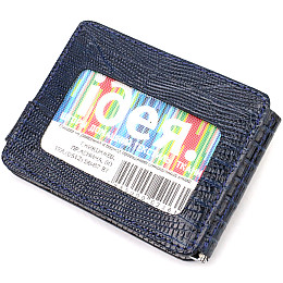 Фактурний чоловічий затискач для грошей з натуральної шкіри з тисненням CANPELLINI 21942 Синій