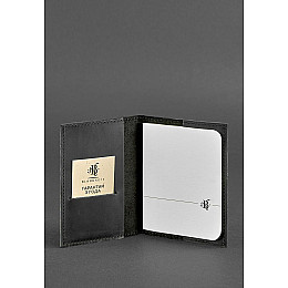 Кожаная обложка для паспорта и военного билета 1.2 черная Crazy Horse BlankNote