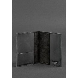 Кожаная обложка для паспорта и военного билета 1.2 черная Crazy Horse BlankNote