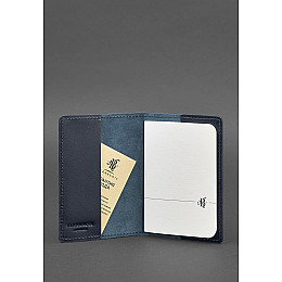 Кожаная обложка для паспорта и военного билета 1.3 темно-синяя BlankNote