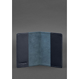 Кожаная обложка для паспорта и военного билета 1.3 темно-синяя BlankNote