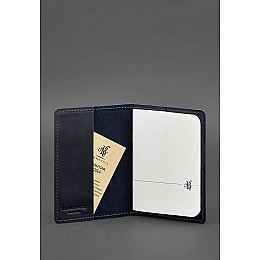 Кожаная обложка для паспорта и военного билета 1.3 синяя Crazy Horse BlankNote