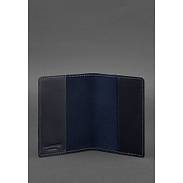 Кожаная обложка для паспорта и военного билета 1.3 синяя Crazy Horse BlankNote