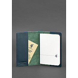 Кожаная обложка для паспорта и военного билета 1.3 зеленая BlankNote