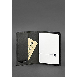 Кожаная обложка для паспорта и военного билета 1.3 черная Краст BlankNote