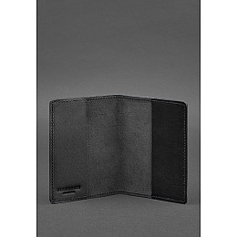 Кожаная обложка для паспорта и военного билета 1.3 черная Краст BlankNote