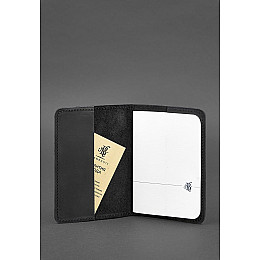 Кожаная обложка для паспорта и военного билета 1.3 черная Crazy Horse BlankNote