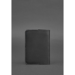 Кожаная обложка для паспорта и военного билета 1.3 черная Crazy Horse BlankNote