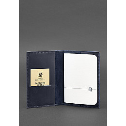 Кожаная обложка для паспорта и военного билета 1.2 синяя Crazy Horse BlankNote