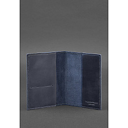 Кожаная обложка для паспорта и военного билета 1.2 синяя Crazy Horse BlankNote