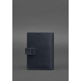 Кожаная обложка для паспорта 5.0 (с окошком) темно-синяя Crazy Horse BlankNote