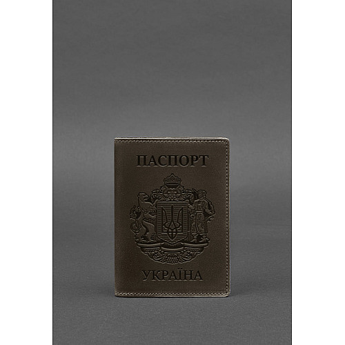 Кожаная обложка для паспорта с украинским гербом черная BlankNote