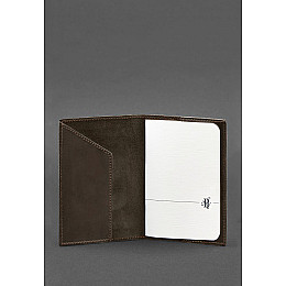 Кожаная обложка для паспорта с украинским гербом черная BlankNote