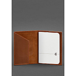 Кожаная обложка для паспорта с украинским гербом светло-коричневая BlankNote