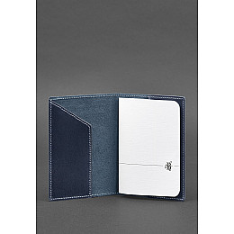 Кожаная обложка для паспорта с украинским гербом синяя BlankNote