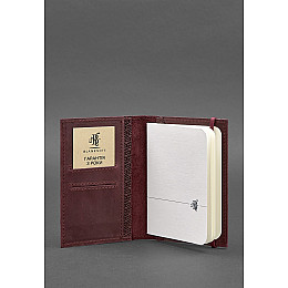 Кожаная обложка для паспорта 2.0 бордовая Карбон BlankNote