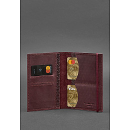 Кожаная обложка для паспорта 2.0 бордовая Карбон BlankNote