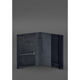 Кожаная обложка для паспорта 1.0 темно-синяя краст BlankNote