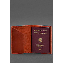 Кожаная обложка для паспорта с австрийским гербом коралл BlankNote