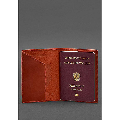 Кожаная обложка для паспорта с австрийским гербом коралл BlankNote