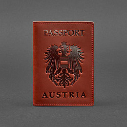 Кожаная обложка для паспорта с австрийским гербом коралл BlankNote