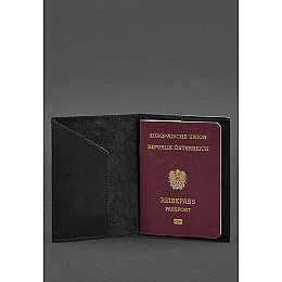 Кожаная обложка для паспорта с австрийским гербом черная Crazy Horse BlankNote