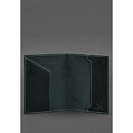 Кожаная обложка для паспорта с австрийским гербом зеленая Crazy Horse BlankNote