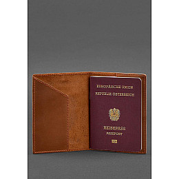 Кожаная обложка для паспорта с австрийским гербом светло-коричневая Crazy Horse BlankNote