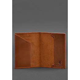 Кожаная обложка для паспорта с австрийским гербом светло-коричневая Crazy Horse BlankNote