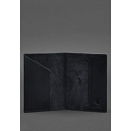 Кожаная обложка для паспорта с австрийским гербом темно-синяя Crazy Horse BlankNote