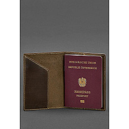 Кожаная обложка для паспорта с австрийским гербом темно-коричневая Crazy Horse BlankNote