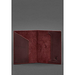 Кожаная обложка для паспорта с австрийским гербом бордовая Crazy Horse BlankNote