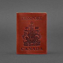 Кожаная обложка для паспорта с канадским гербом коралл Crazy Horse BlankNote