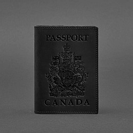 Кожаная обложка для паспорта с канадским гербом черная Crazy Horse BlankNote