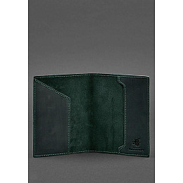 Кожаная обложка для паспорта с канадским гербом зеленая Crazy Horse BlankNote