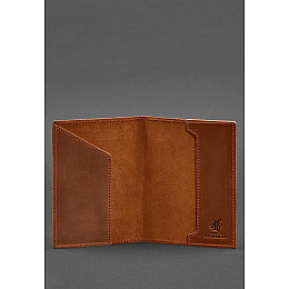 Кожаная обложка для паспорта с канадским гербом светло-коричневая Crazy Horse BlankNote