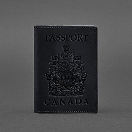 Кожаная обложка для паспорта с канадским гербом темно-синяя Crazy Horse BlankNote