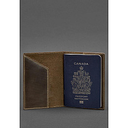 Кожаная обложка для паспорта с канадским гербом темно-коричневая Crazy Horse BlankNote