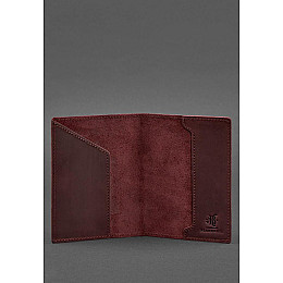 Кожаная обложка для паспорта с канадским гербом бордовая Crazy Horse BlankNote