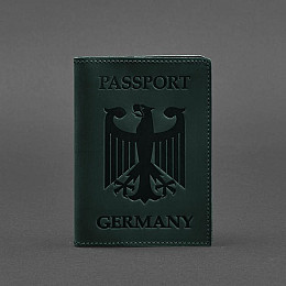 Кожаная обложка для паспорта с гербом Германии зеленая Crazy Horse BlankNote